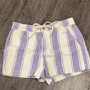 Women's Lilac & White Striped Pull-On Bermuda Shorts